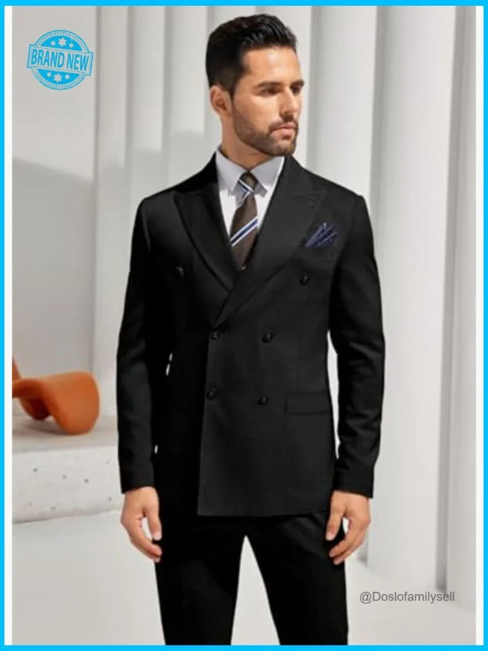Double Breasted Suit Slim Fit Classic Elegant Formal Wedding Prom Set